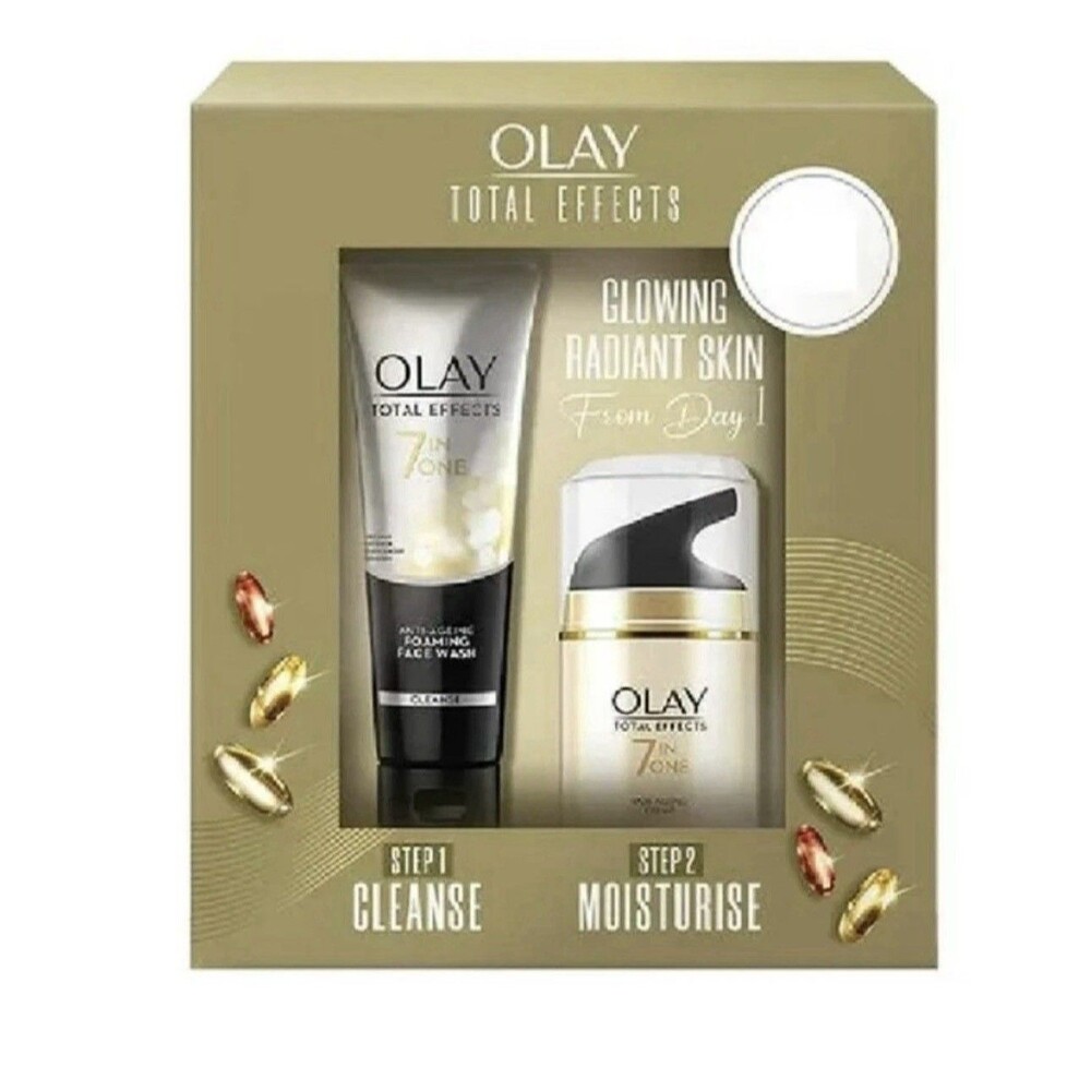 OLAY TOTAL EFFECTS GIFT SET DAY CREAM 1.7 OZ & FOAMING CLEANSER 3.38 OZ